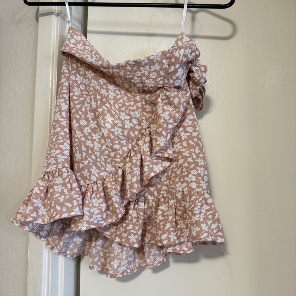Pink Asymmetrical Wrap Mini Skirt